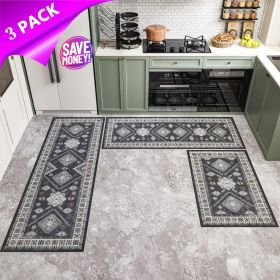 Kitchen Rug Sets 3 Piece with Runner Non Slip Kitchen Rugs and Mats Washable Kitchen Mats for Floor Thick Kitchen Floor Mat Carpet Runner Rugs fo
